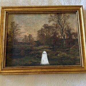 👻Spooky Ghost in the Haunted Woods Forest Framed Halloween Art – 10x8👻
